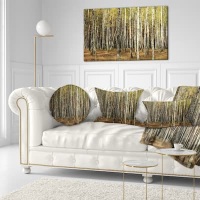 Designart 'Green Fall Forest with Thick Trees' Forest Throw Pillow