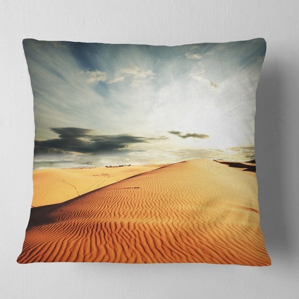 Designart Sahara Desert And Cloudy Sky Landscape Printed Throw Pillow On Sale Overstock 20949893