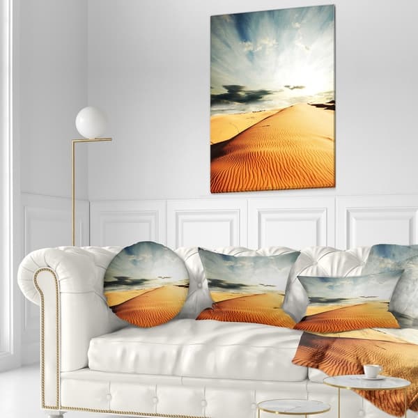 Designart Sahara Desert And Cloudy Sky Landscape Printed Throw Pillow On Sale Overstock 20949893