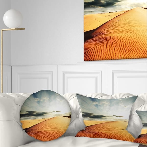 Designart Sahara Desert And Cloudy Sky Landscape Printed Throw Pillow On Sale Overstock 20949893