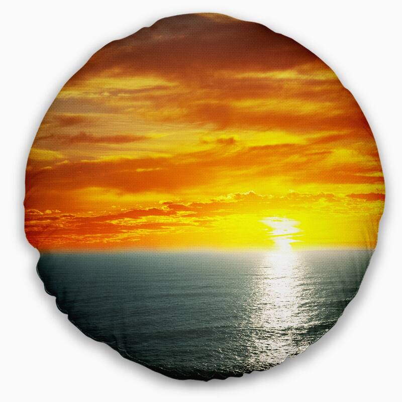Designart 'Fantastic Sunset over Sea Waters' Seashore Throw Pillow