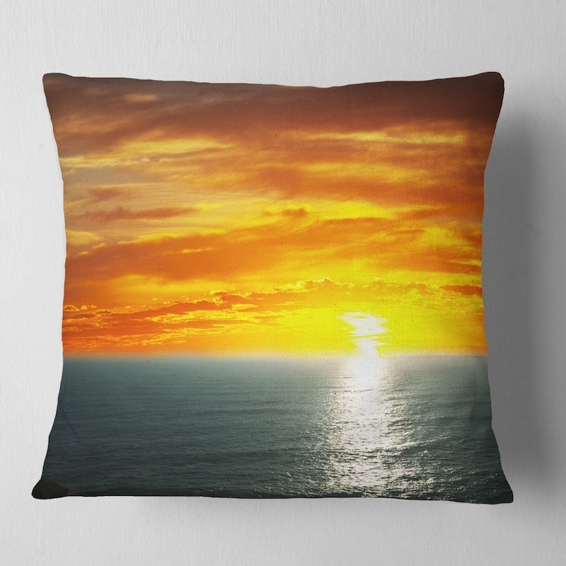 Designart 'Fantastic Sunset over Sea Waters' Seashore Throw Pillow