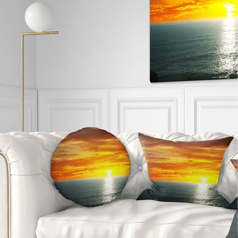 Designart 'Fantastic Sunset over Sea Waters' Seashore Throw Pillow - Rectangle - 12 in. x 20 in. - Medium