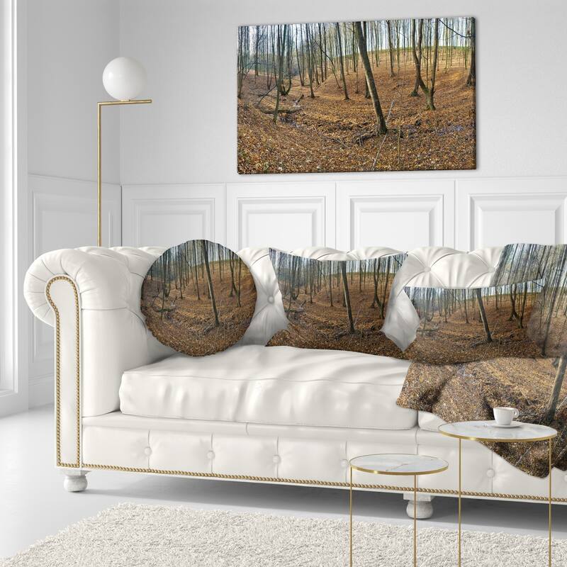 Designart 'Woods in Fall Forest Panorama' Forest Throw Pillow