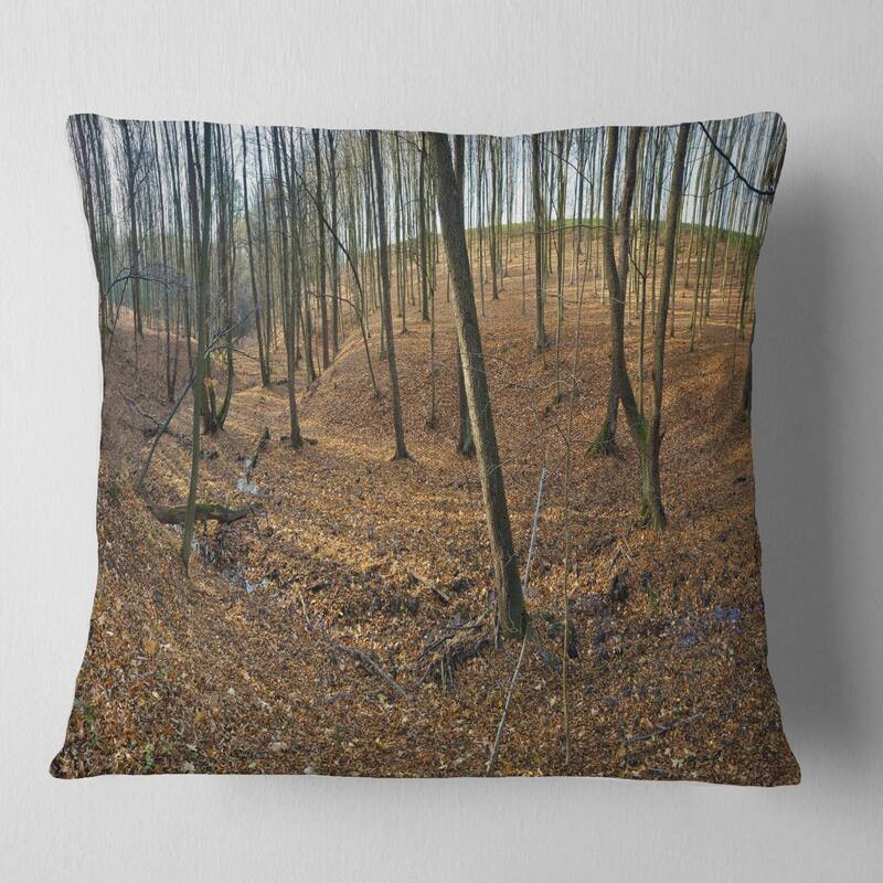 Designart 'Woods in Fall Forest Panorama' Forest Throw Pillow - Square - 18 in. x 18 in. - Medium