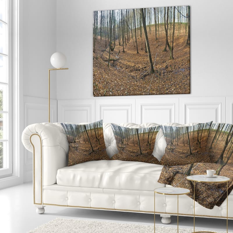 Designart 'Woods in Fall Forest Panorama' Forest Throw Pillow