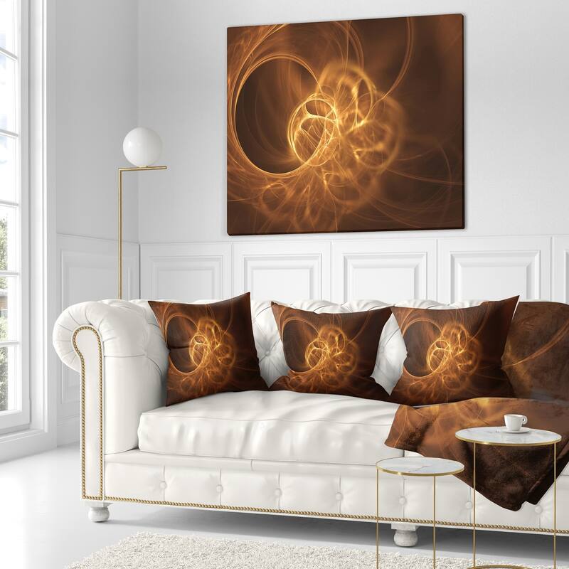 Designart 'Softly Glowing Circles Golden' Abstract Throw Pillow