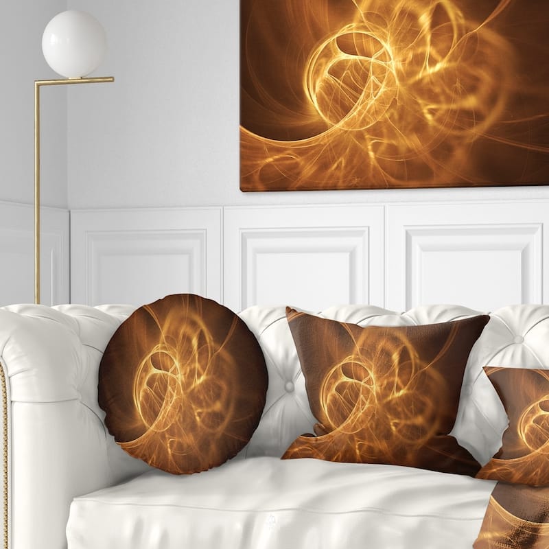 Designart 'Softly Glowing Circles Golden' Abstract Throw Pillow - Round - 20 inches round - Large