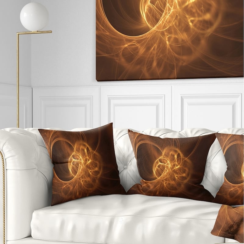 Designart 'Softly Glowing Circles Golden' Abstract Throw Pillow - Square - 26 in. x 26 in. - Large