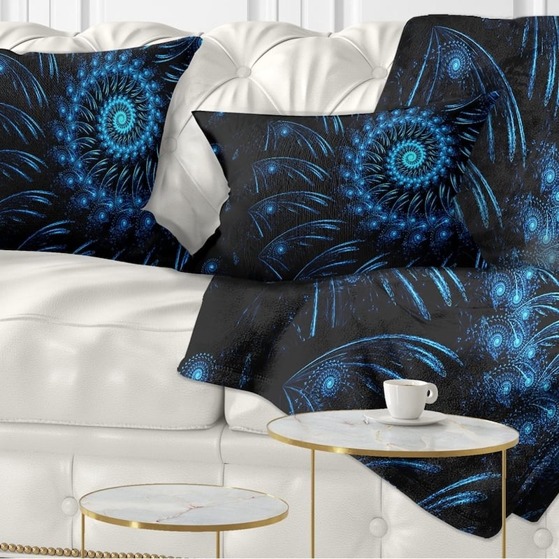 Designart 'Endless Spiral Snail Blue' Abstract Throw Pillow - Rectangle - 12 in. x 20 in. - Medium