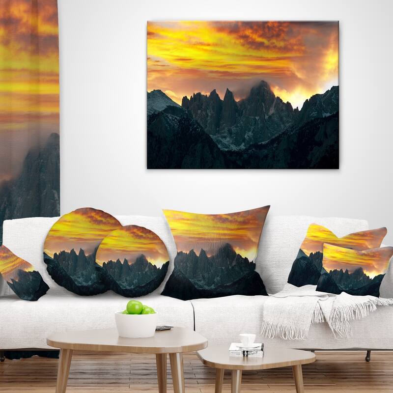Designart 'Whitney Mountains under Cloudy Sky' Landscape Printed Throw Pillow