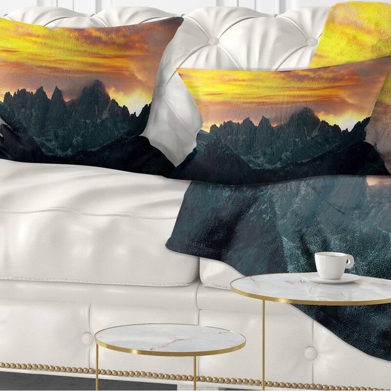 Designart 'Whitney Mountains under Cloudy Sky' Landscape Printed Throw Pillow - Rectangle - 12 in. x 20 in. - Medium