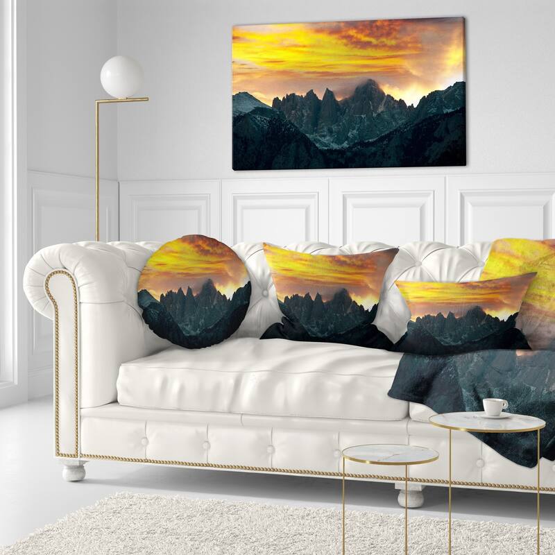 Designart 'Whitney Mountains under Cloudy Sky' Landscape Printed Throw Pillow
