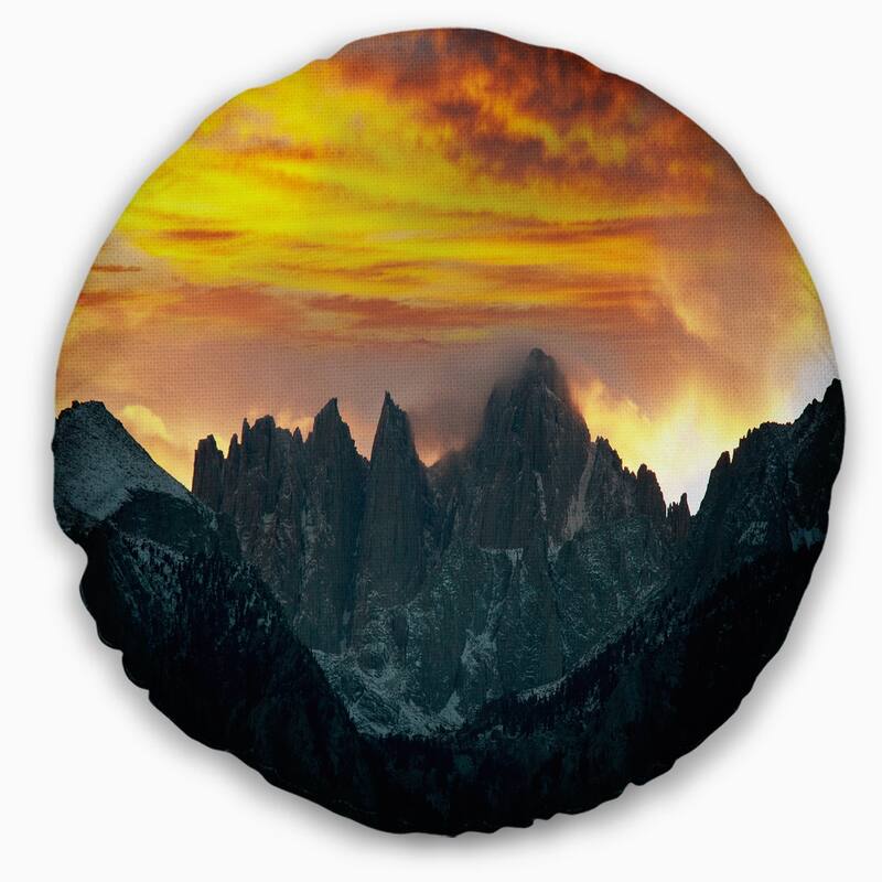 Designart 'Whitney Mountains under Cloudy Sky' Landscape Printed Throw Pillow