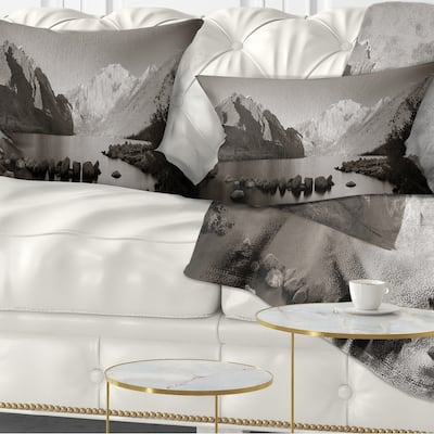 Designart 'Snow Mountain Lake Panorama' Landscape Printed Throw Pillow