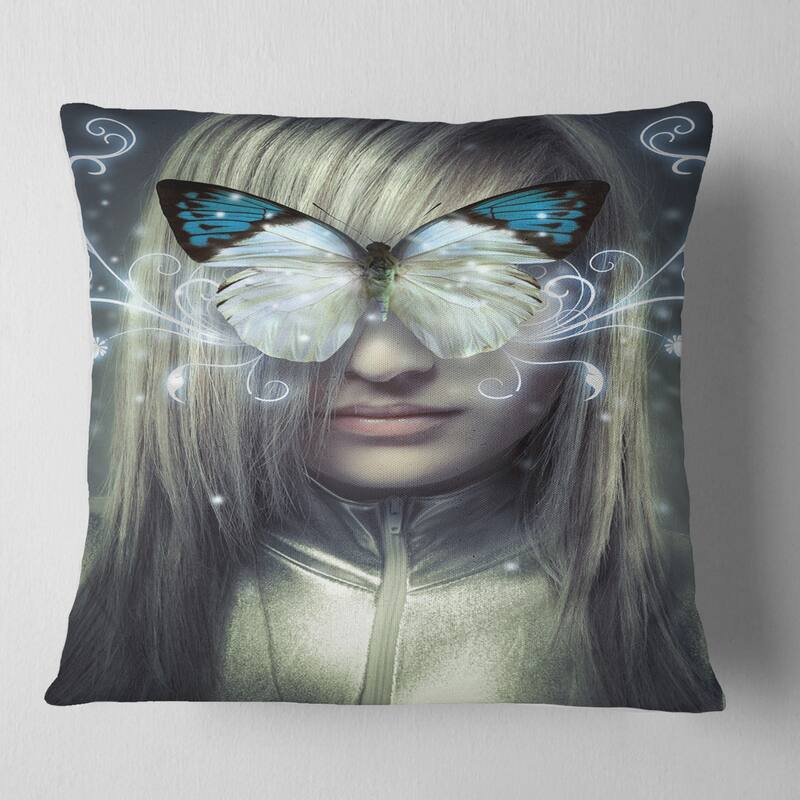 Designart 'Serious Young Blonde' Abstract Portrait Throw Pillow
