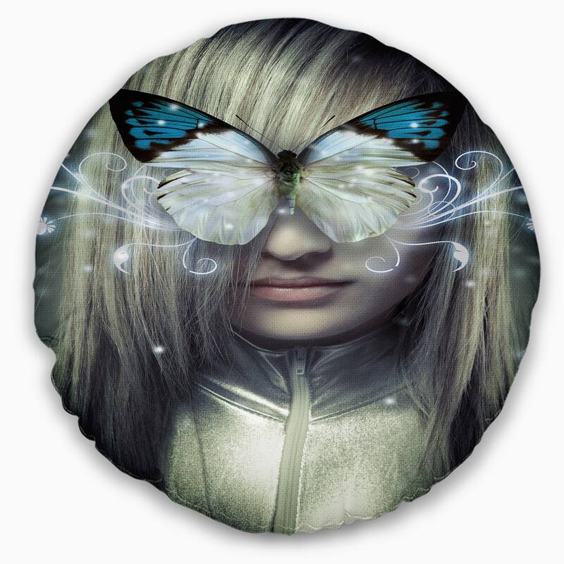 Designart 'Serious Young Blonde' Abstract Portrait Throw Pillow
