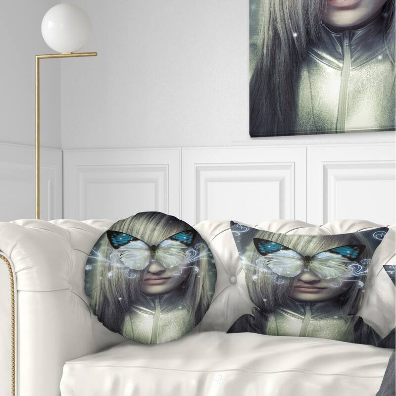 Designart 'Serious Young Blonde' Abstract Portrait Throw Pillow - Rectangle - 12 in. x 20 in. - Medium