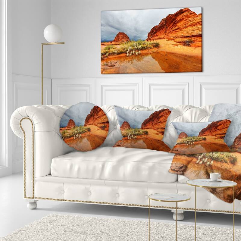 Designart 'Clear Lake Vermillion Cliffs' Landscape Printed Throw Pillow