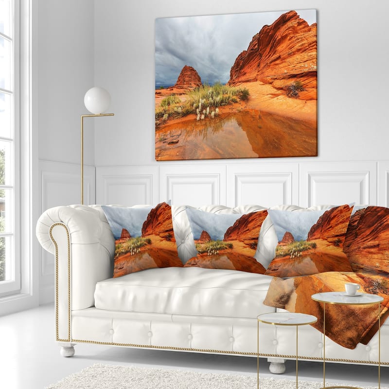 Designart 'Clear Lake Vermillion Cliffs' Landscape Printed Throw Pillow