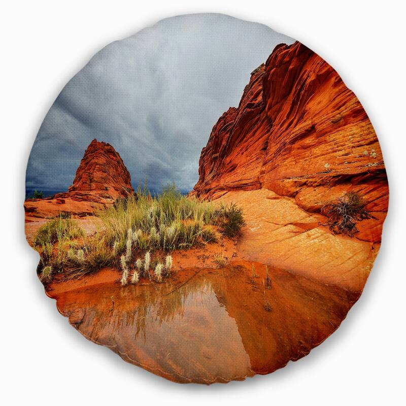 Designart 'Clear Lake Vermillion Cliffs' Landscape Printed Throw Pillow