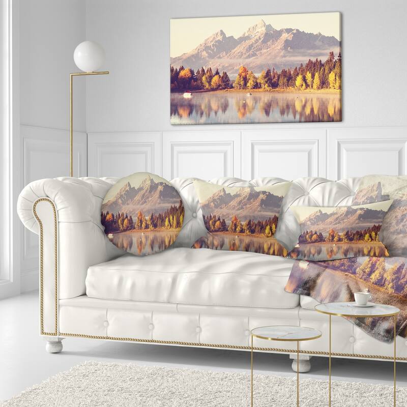 Designart 'Grand Teton National Park' Landscape Printed Throw Pillow