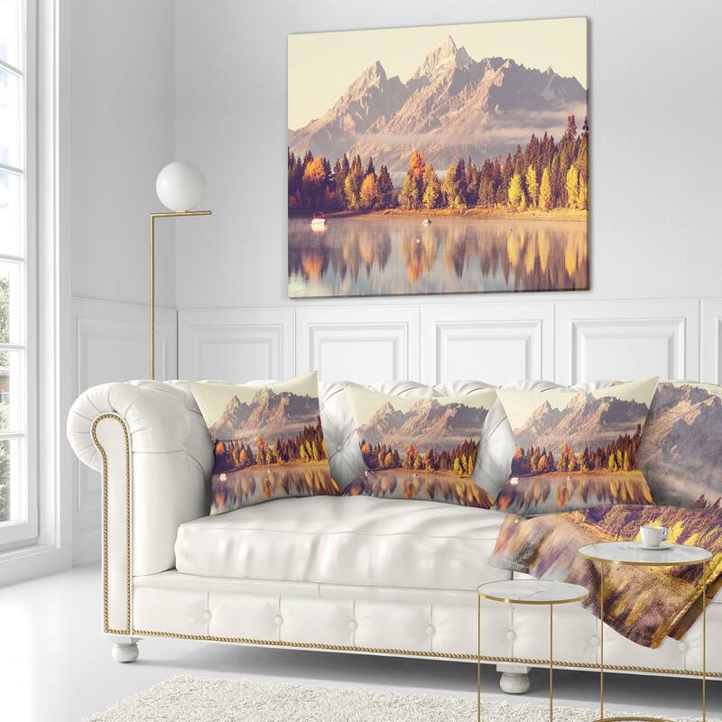 Designart 'Grand Teton National Park' Landscape Printed Throw Pillow