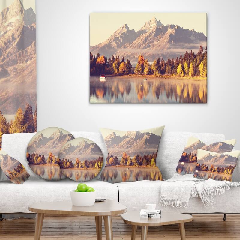 Designart 'Grand Teton National Park' Landscape Printed Throw Pillow