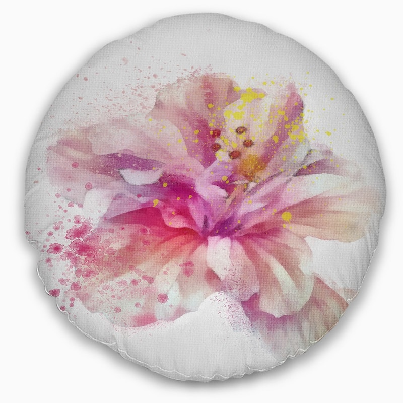 Designart 'Beautiful Pink Flower Watercolor' Floral Throw Pillow