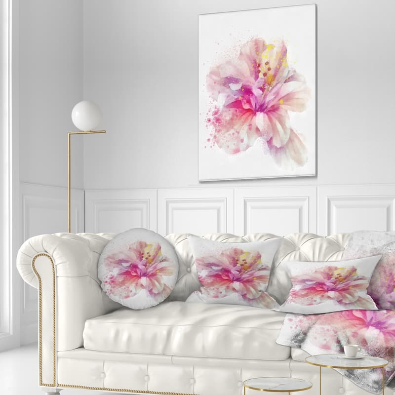 Designart 'Beautiful Pink Flower Watercolor' Floral Throw Pillow
