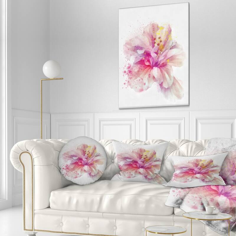 Designart 'Beautiful Pink Flower Watercolor' Floral Throw Pillow