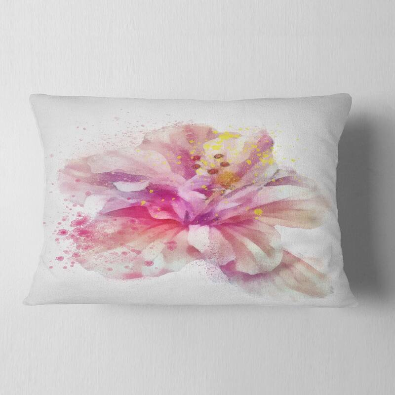 Designart 'Beautiful Pink Flower Watercolor' Floral Throw Pillow