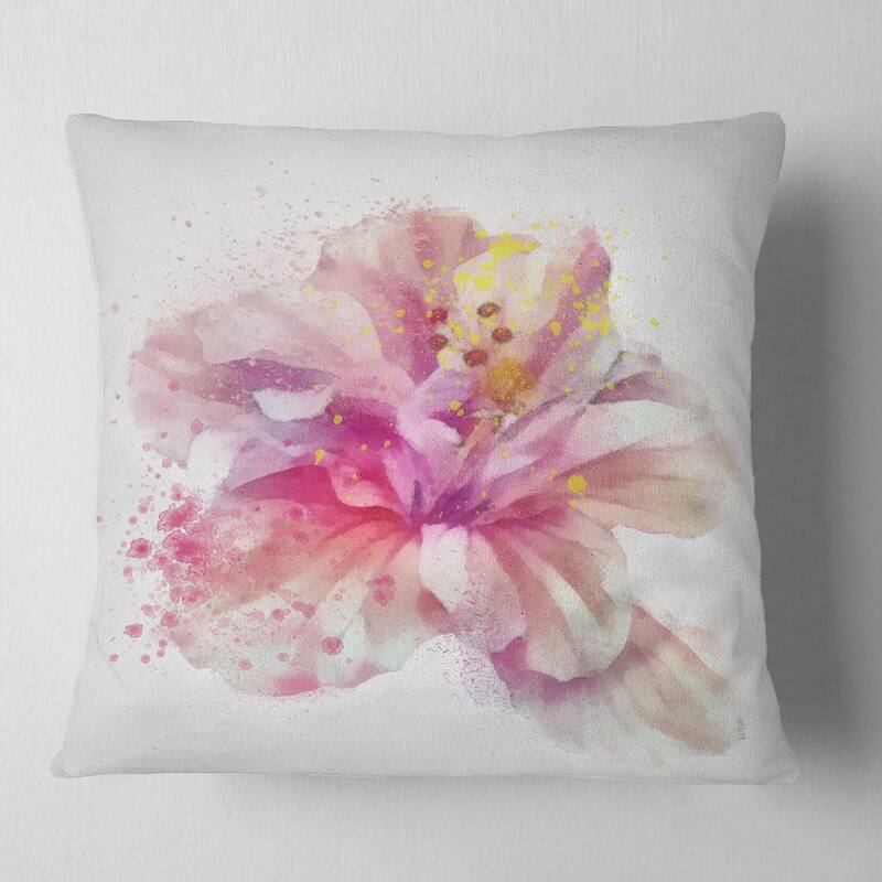 Designart 'Beautiful Pink Flower Watercolor' Floral Throw Pillow