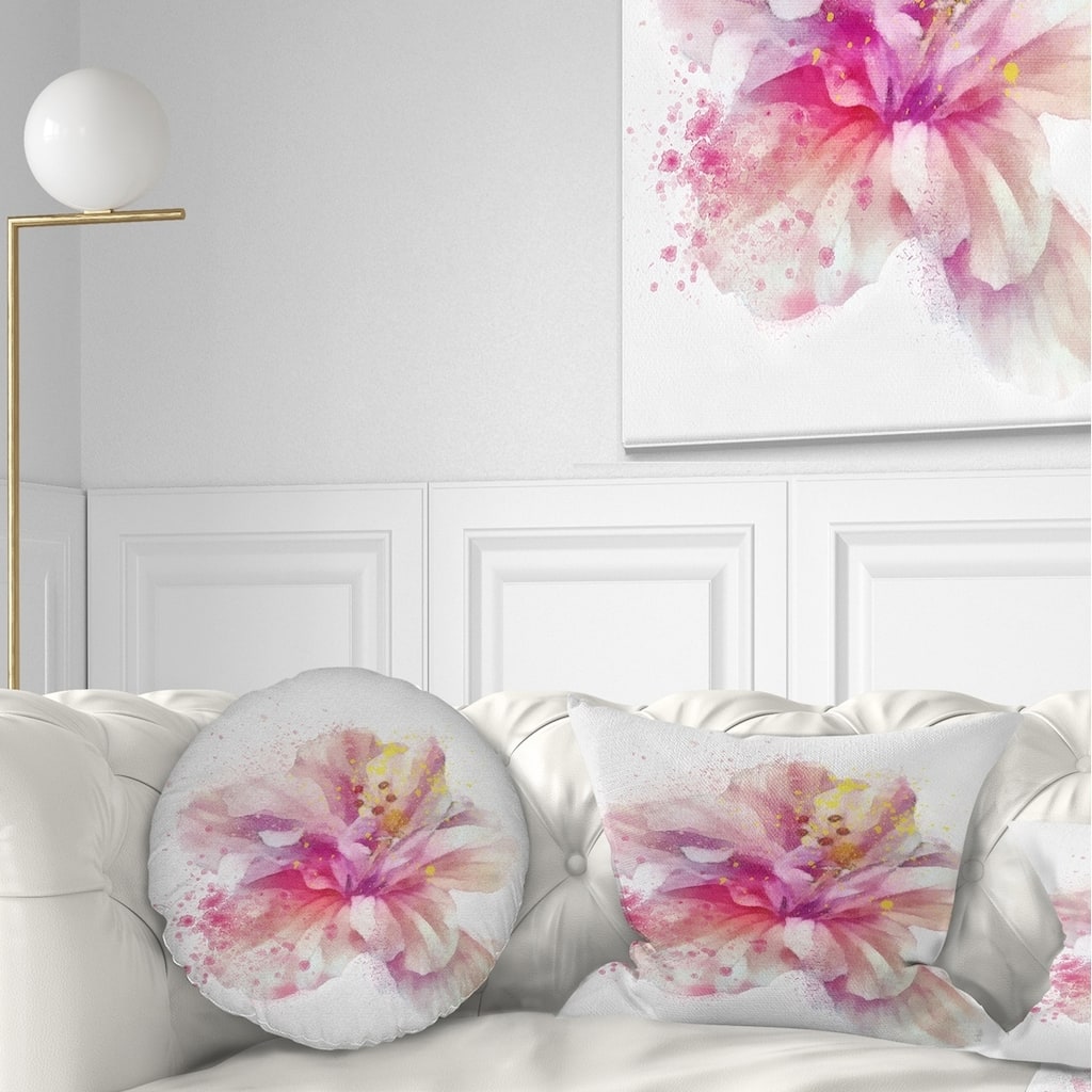 Designart 'Beautiful Pink Flower Watercolor' Floral Throw Pillow