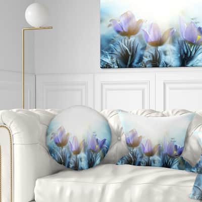 Designart 'Blooming Blue Spring Flowers' Floral Throw Pillow