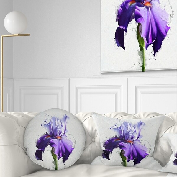 Designart Beautiful Blue Iris Watercolor Sketch Floral Throw Pillow On Sale Bed Bath Beyond 20949958