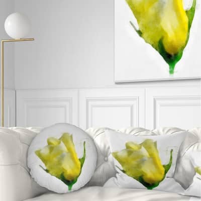 Designart 'Beautiful Yellow Rose Watercolor' Floral Throw Pillow