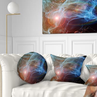 Designart 'Light Blue Lights of Network' Abstract Throw Pillow