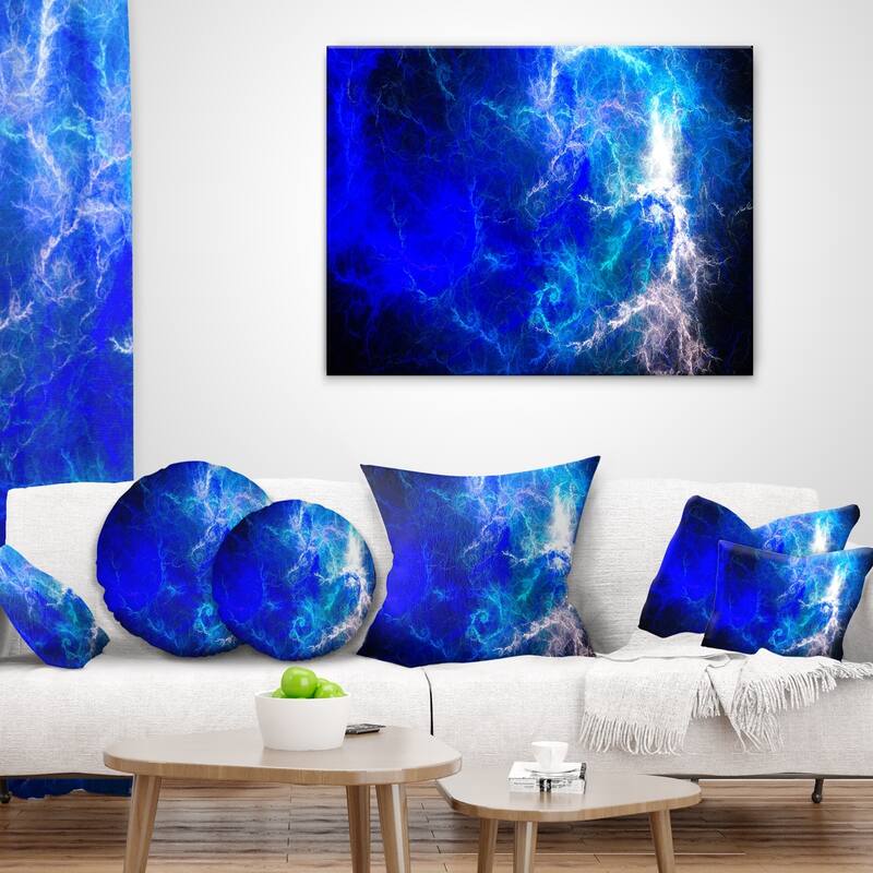 Designart 'Blue Sparkling Lightning' Abstract Throw Pillow