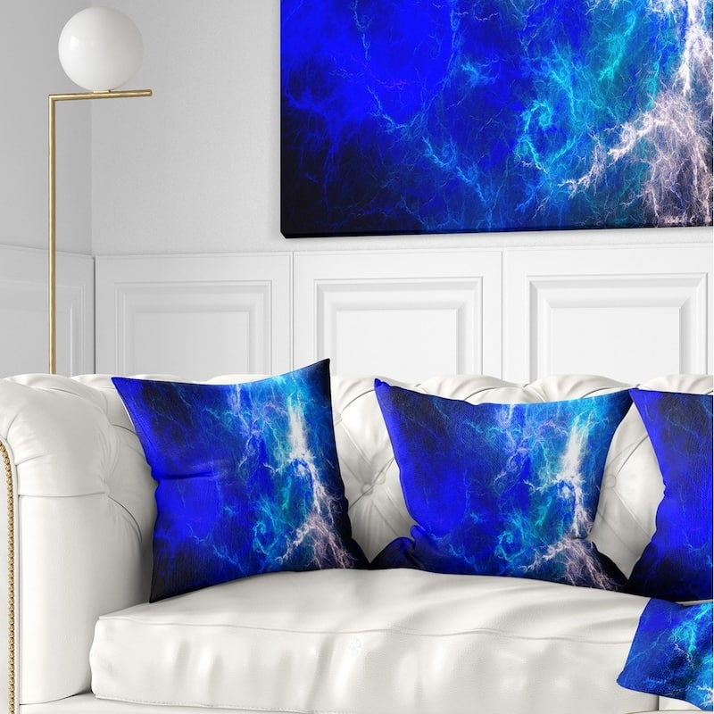 Designart 'Blue Sparkling Lightning' Abstract Throw Pillow - Square - 18 in. x 18 in. - Medium