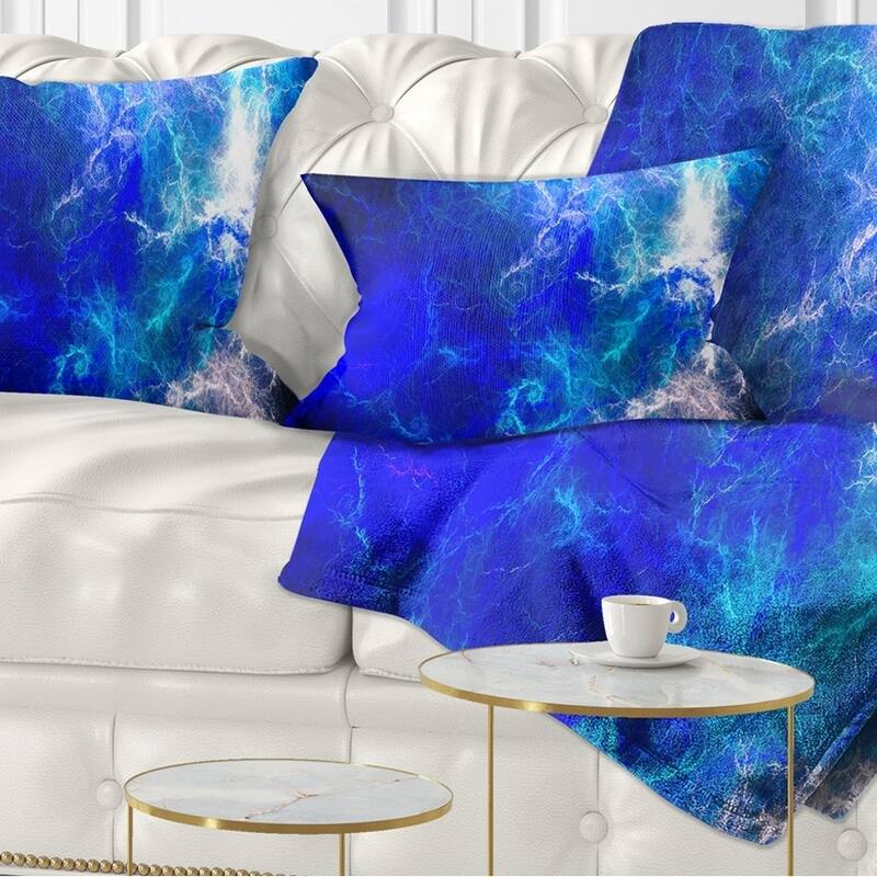 Designart 'Blue Sparkling Lightning' Abstract Throw Pillow - Rectangle - 12 in. x 20 in. - Medium