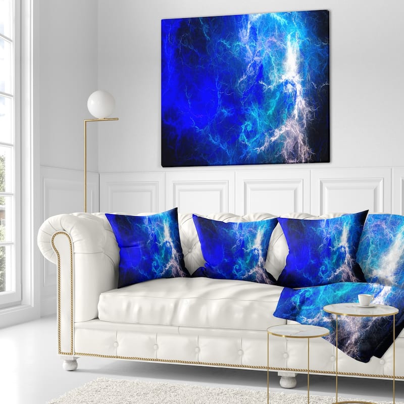 Designart 'Blue Sparkling Lightning' Abstract Throw Pillow