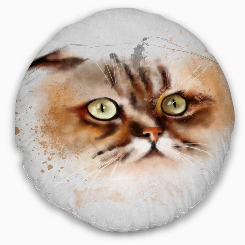 Designart 'Cute Brown Cat Watercolor Sketch' Animal Throw Pillow