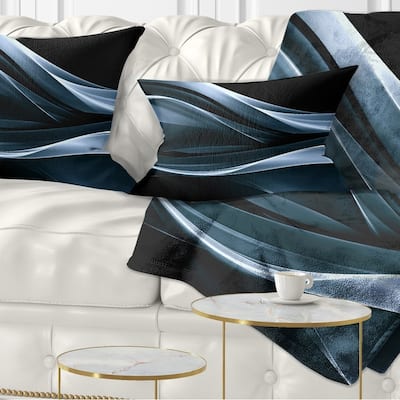Designart 'Fractal Lines Blue in Black' Abstract Throw Pillow
