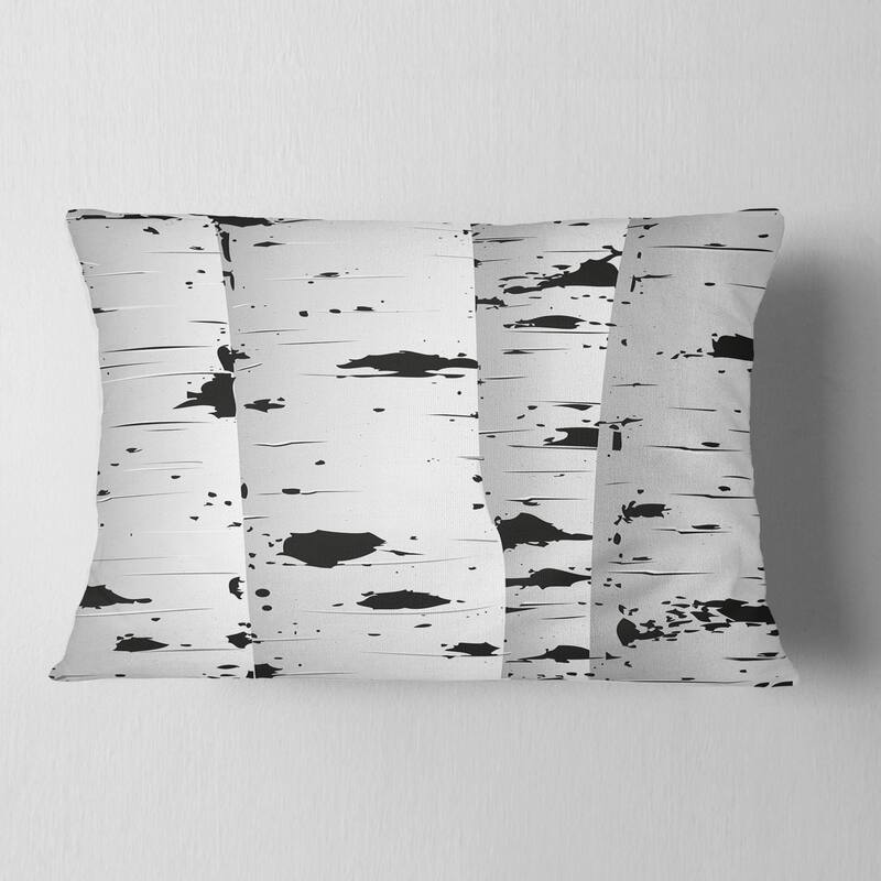 Designart 'Birch Tree Black and White Texture' Modern Landscape Printed Throw Pillow