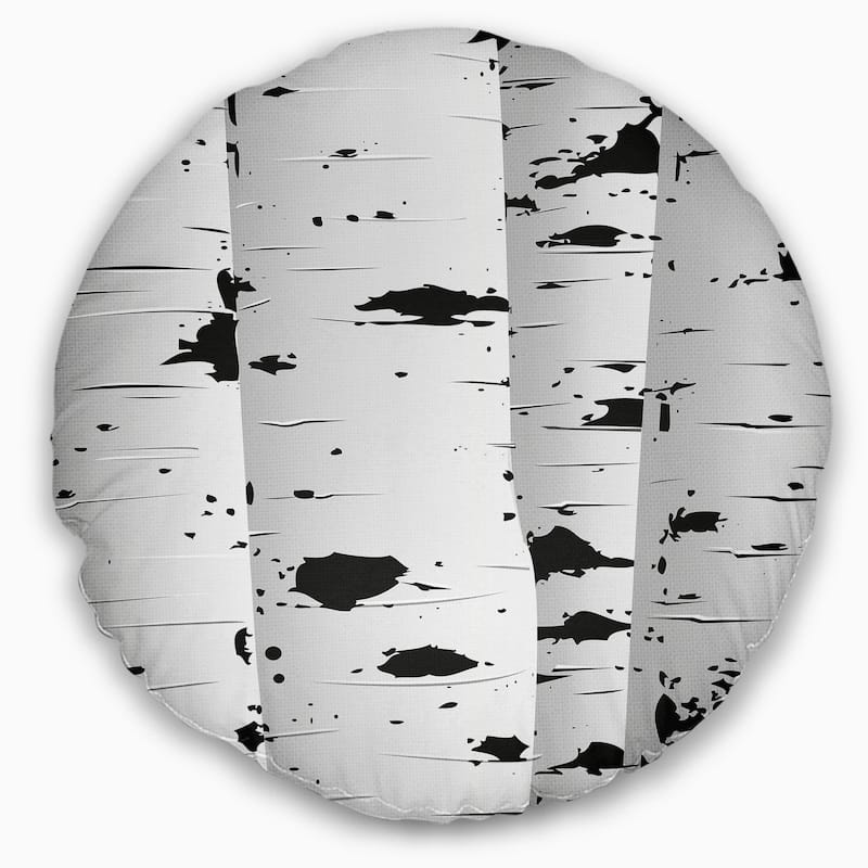 Designart 'Birch Tree Black and White Texture' Modern Landscape Printed Throw Pillow