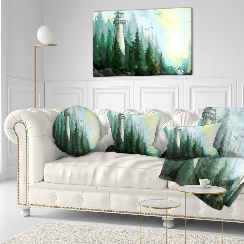 Designart 'Landscape with River and Trees' Modern Painting Throw Pillow