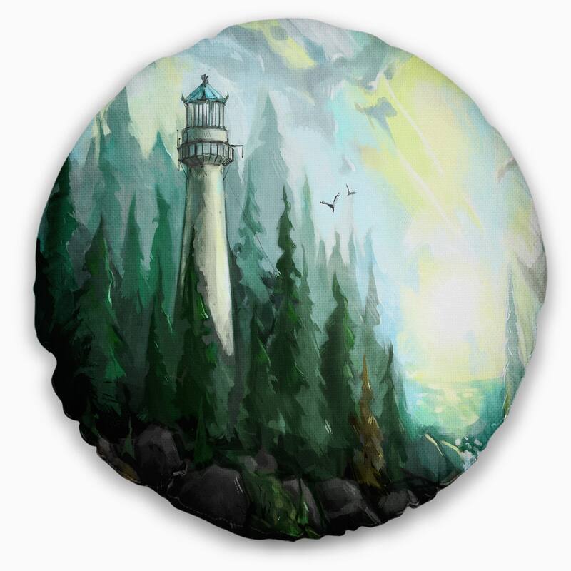 Designart 'Landscape with River and Trees' Modern Painting Throw Pillow