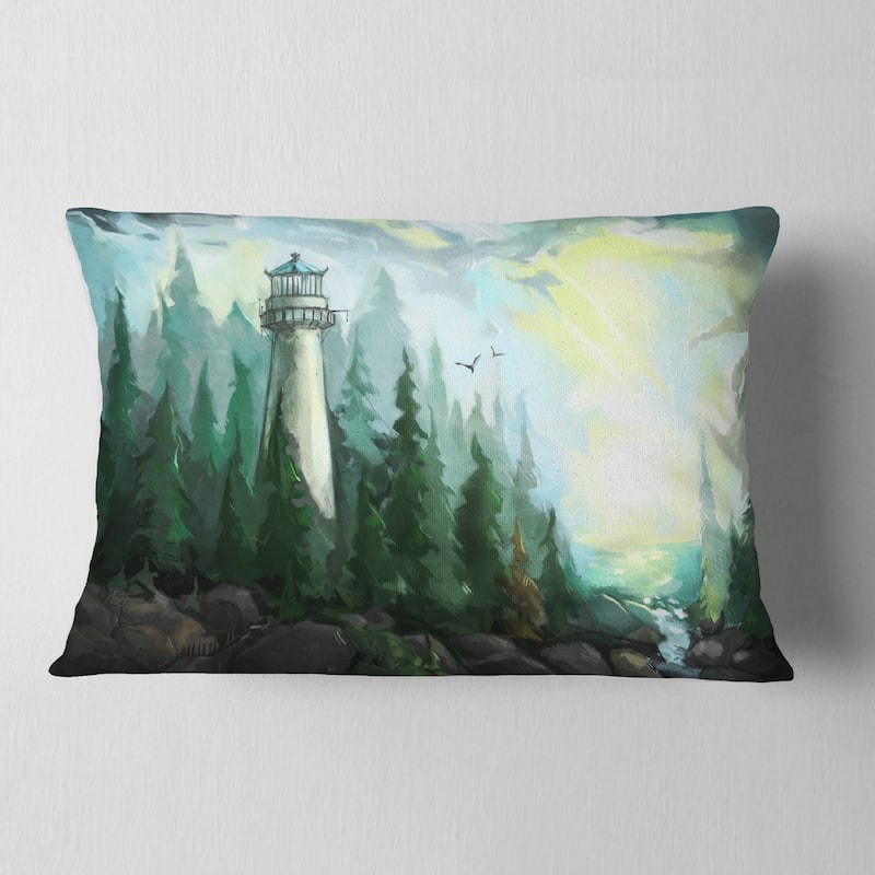Designart 'Landscape with River and Trees' Modern Painting Throw Pillow