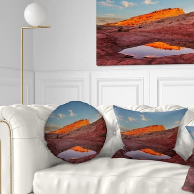 Designart 'Vermillion Cliffs Lake in Morning' Landscape Printed Throw Pillow